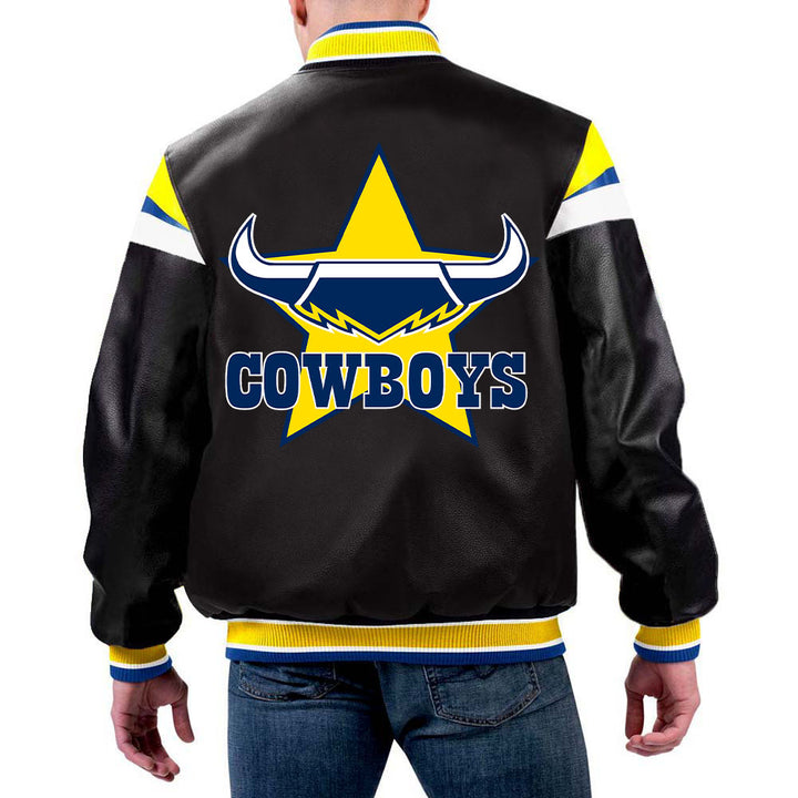 NRL North Queensland Cowboys Leather Jacket for Men and Women in USA