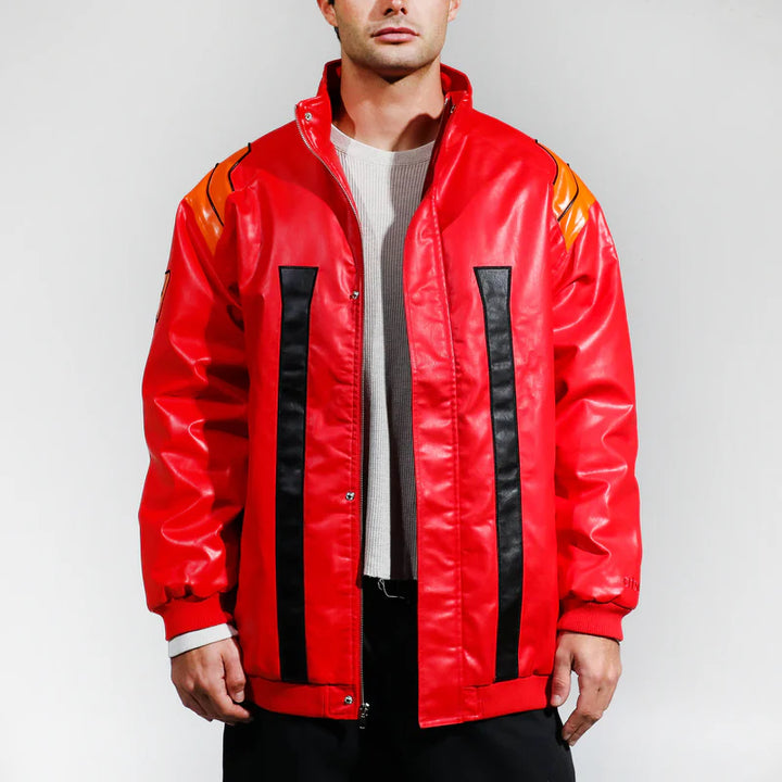 Anime inspired Misato racing jacket with vibrant colors in USA