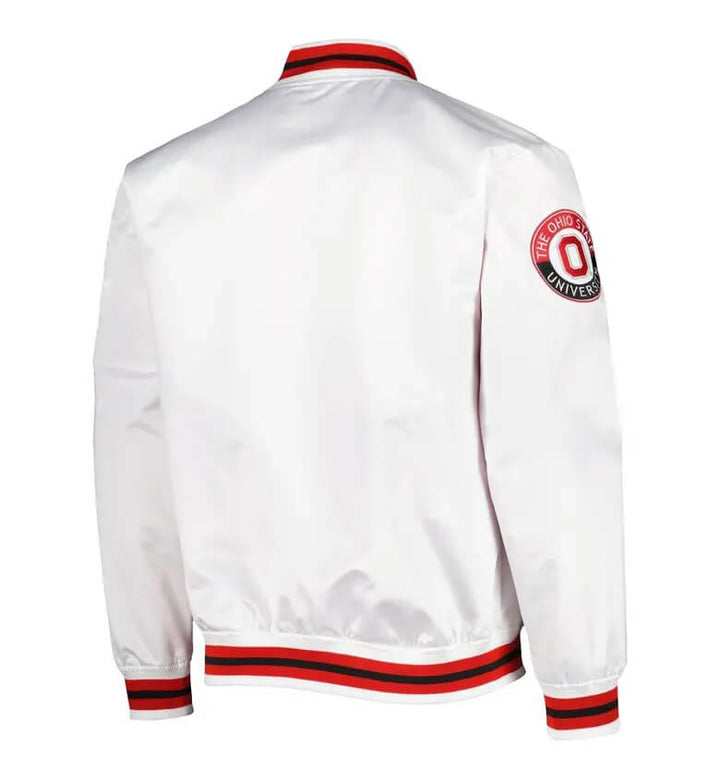 Ohio State Buckeyes White Satin Jacket