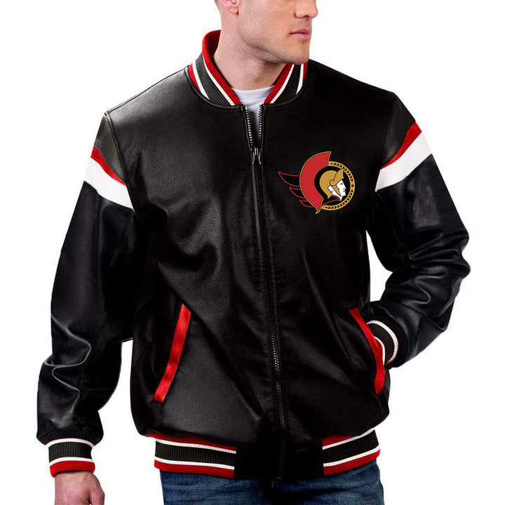 TJS NHL Ottawa Senators Leather Jacket in France style