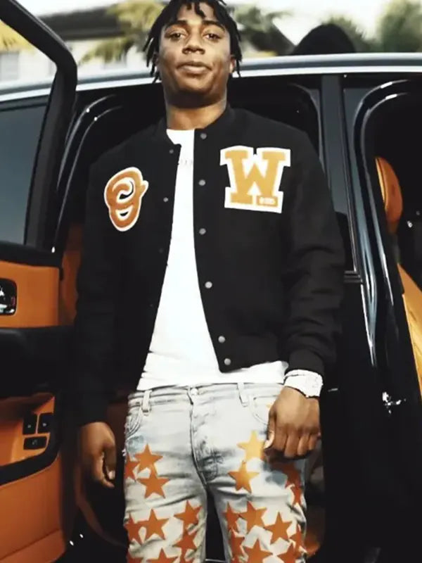 Stylish varsity jacket by Fredo Bang's 4's Up in American market