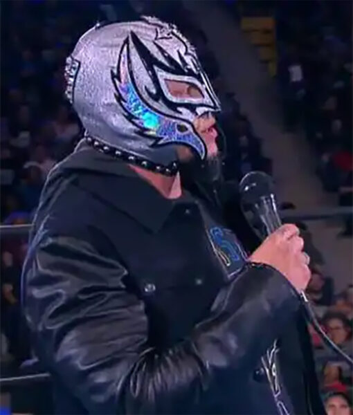 Black leather WWE jacket inspired by Rey Mysterio