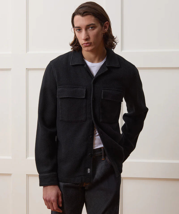Men's linen-cotton textured shirt jacket for casual wear in USA