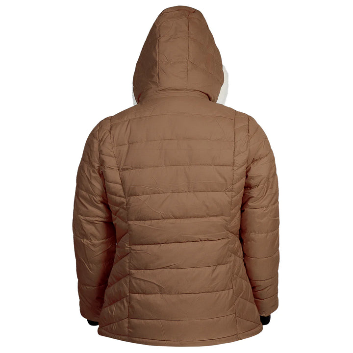 Wholesale winter puffer coats for women with hood and pockets in USA