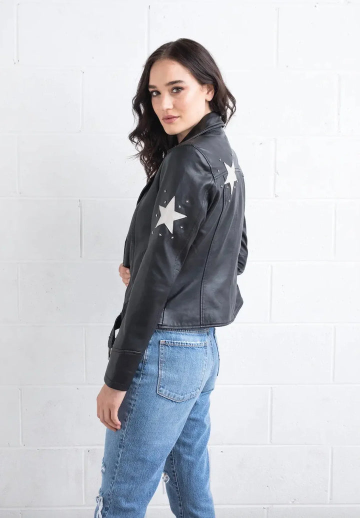 Authentic DEA Star Leather Jacket with patches in American style