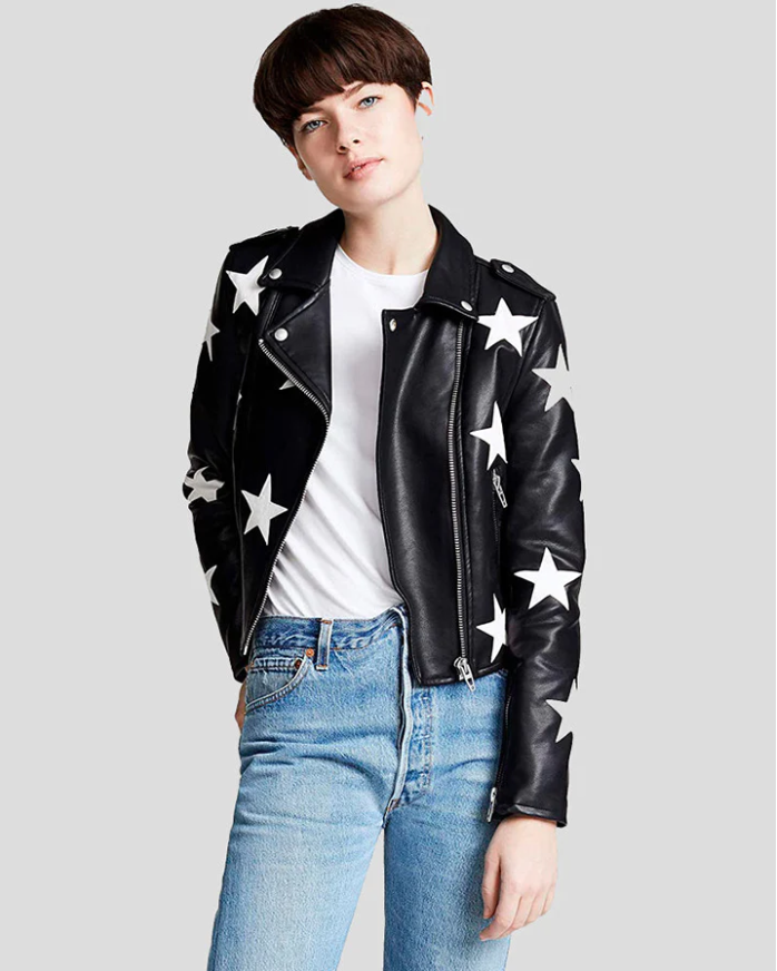 Men's and Women's Leather Jacket with Star Design
