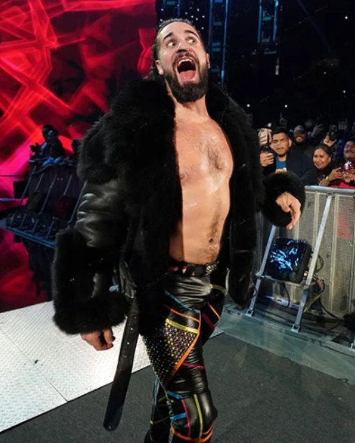SETH ROLLINS WWE WAR GAMES FAUX SHEARLING REAL LEATHER JACKET
