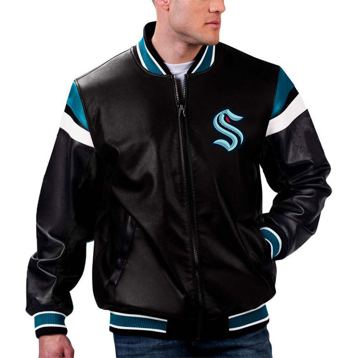 TJS NHL Seattle Kraken Leather Jacket in France style