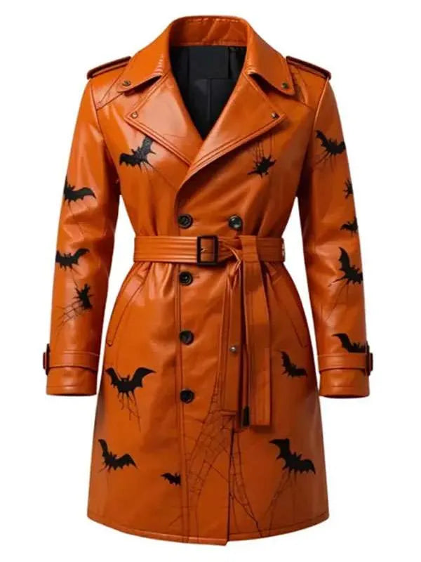 Shop Halloween Spooky Leather Trench Coat