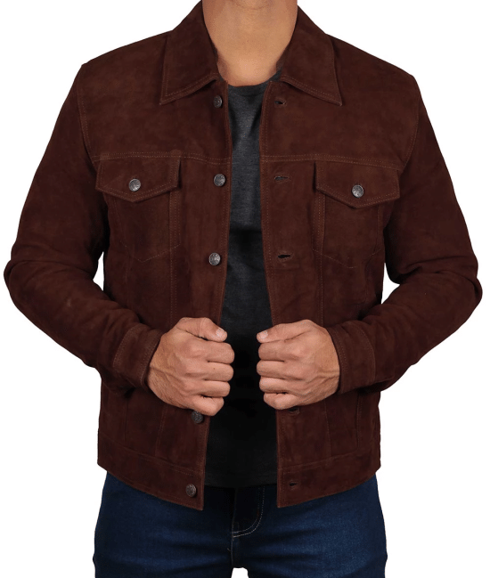 Stylish brown leather jacket for men in UK market