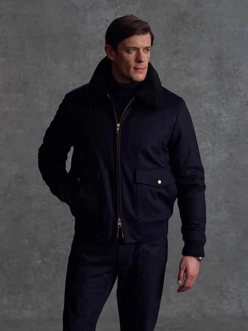 The flight jacket with ribbed cuffs and waistband in USA