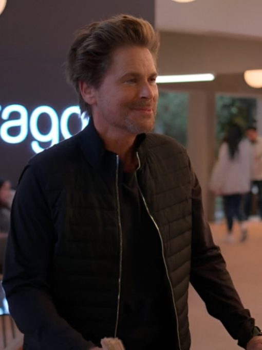 Rob Lowe in trendy puffer jacket Unstable S02 in American style