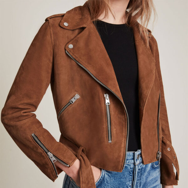 TJS fashionable brown suede jacket in USA market