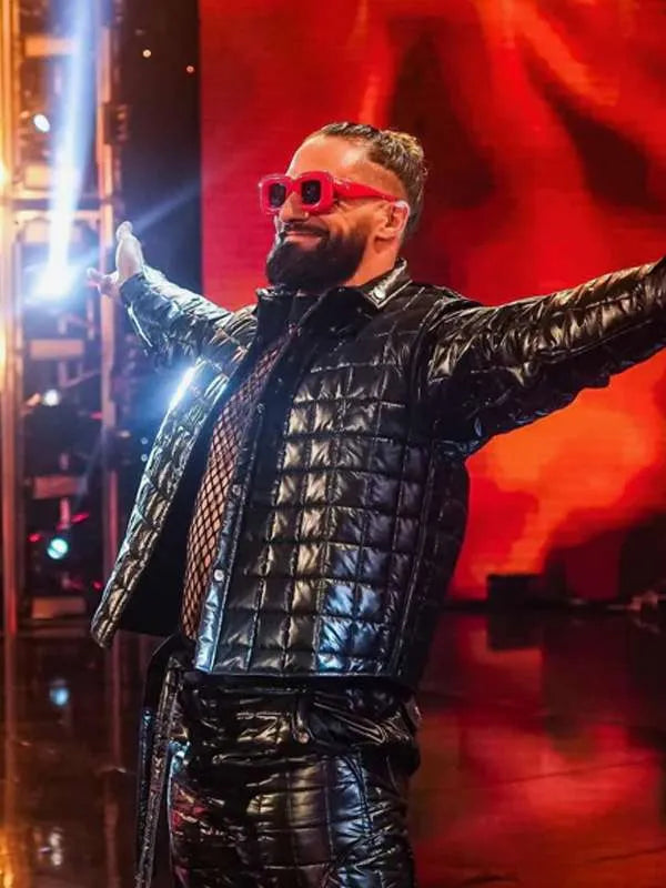 Shop WWE RAW Seth Rollins Black Quilted Jacket