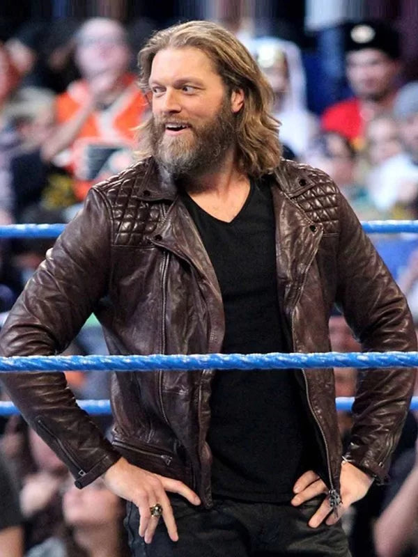 WWE Edge brown leather jacket for men