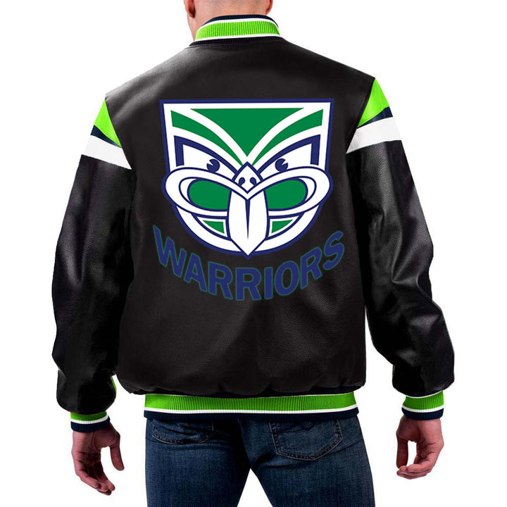 NRL Warriors Leather Jacket by TJS in USA