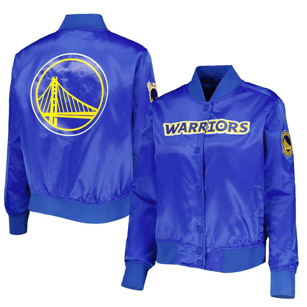 NBA Women's Golden State Warriors Pro Standard Royal Classics Satin Full-Snap Jacket by TJS