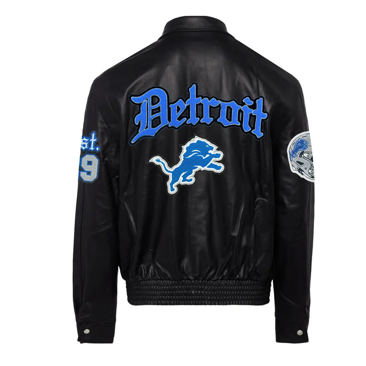 DETROIT LIONS FULL LEATHER OLD ENGLISH JACKET