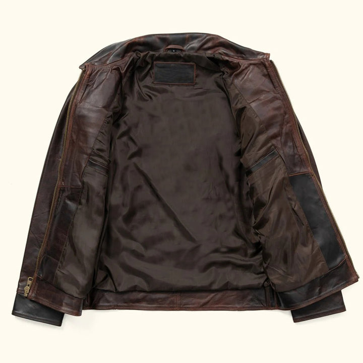 Vintage-style leather flight jacket for men