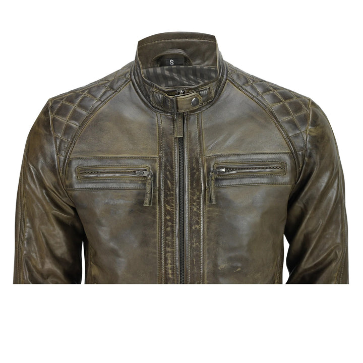 Lightweight leather jacket with adjustable waist and cuff tabs