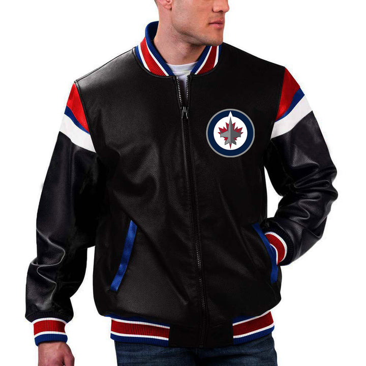 Winnipeg Jets NHL Team Leather Jacket in France style