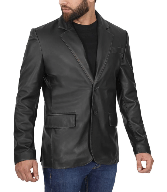 Classic Samuel Black leather blazer in German market