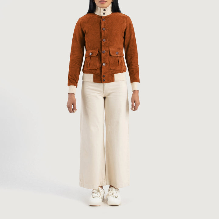 Full View Sasha A1 Brown Suede Bomber Jacket