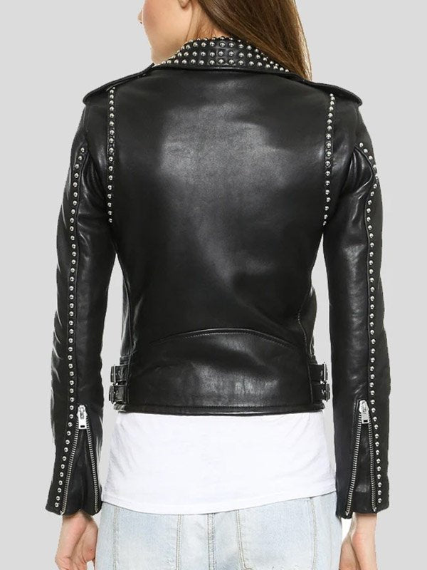 Edgy studded biker jacket for women in United state market