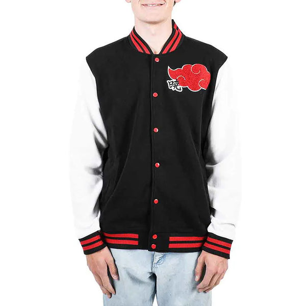 Shop Akatsuki Black and White Varsity Jacket
