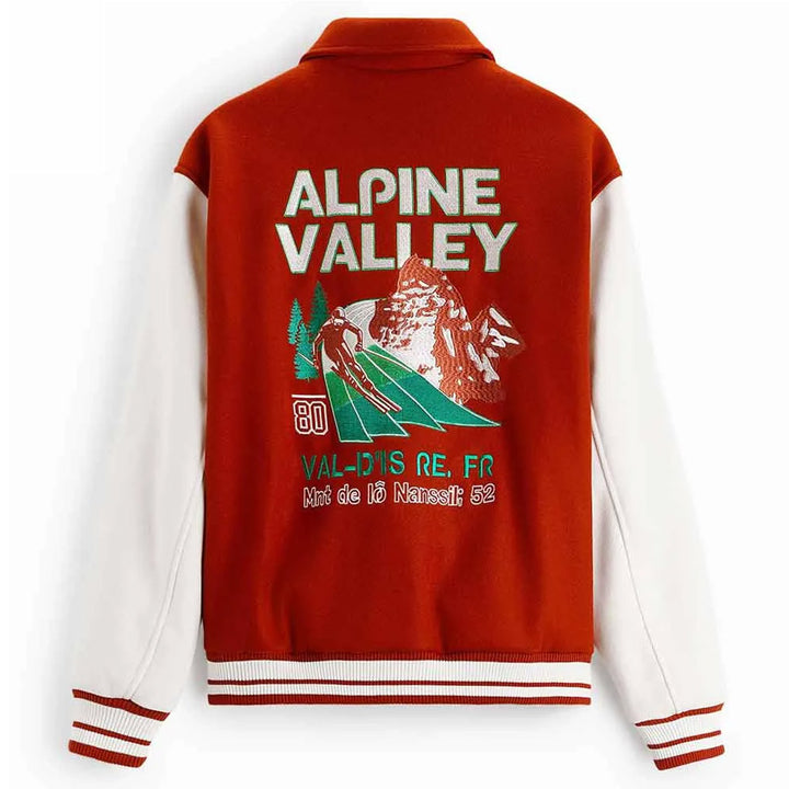 All Day Ski 80 varsity jacket sleeve detail in American style