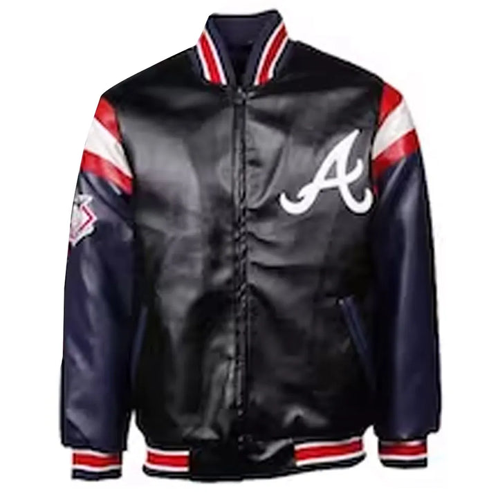 atlanta braves genuine leather fan jacket

