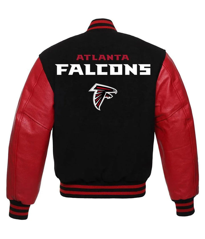 Atlanta Falcons Red and Black Varsity Letterman Jacket
