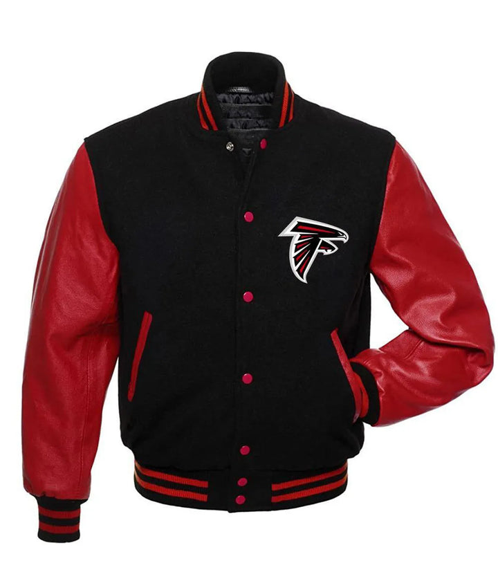 NFL Letterman Atlanta Falcons Red and Black Jacket
