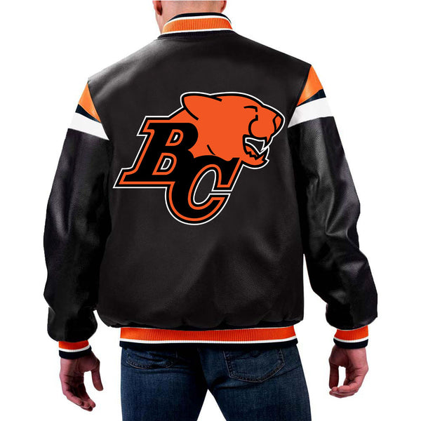 CFL Team BC Lions Black Varsity Jacket by TJS