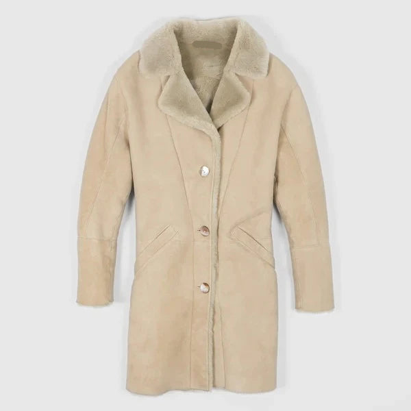 Shop Beige Women's Shearling Coat