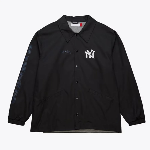 New York Yankees Black Coaches Jacket Front View in USA