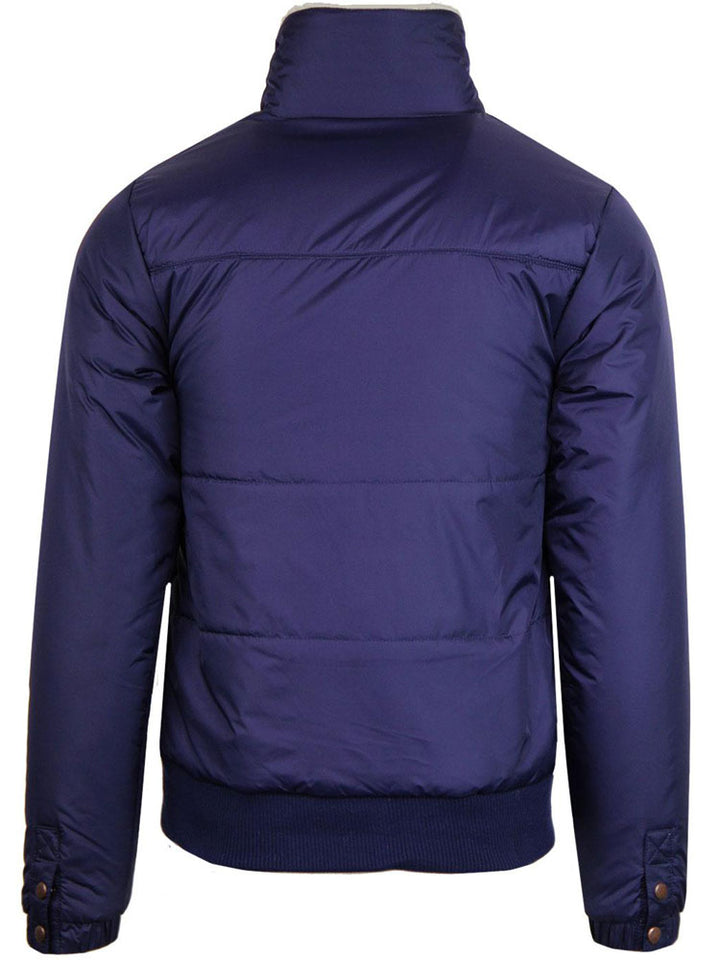 Men’s vintage ski bomber jacket with ribbed cuffs and fur collar detail in USA