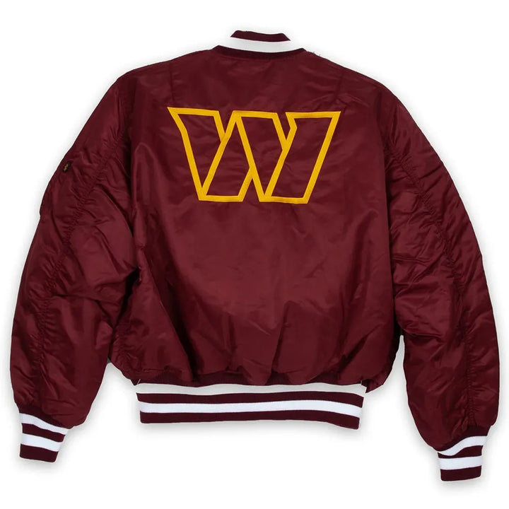 back view Nfl Washington Commanders Burgundy MA-1 Jacket
