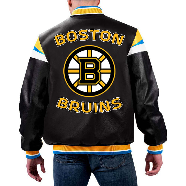 NHL Boston Bruins Black Leather Jacket by TJS in USA