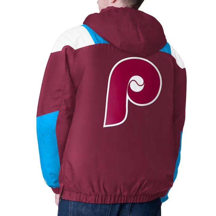 Burgundy Philadelphia Phillies Charger Half-Zip Pullover Jacket in USA