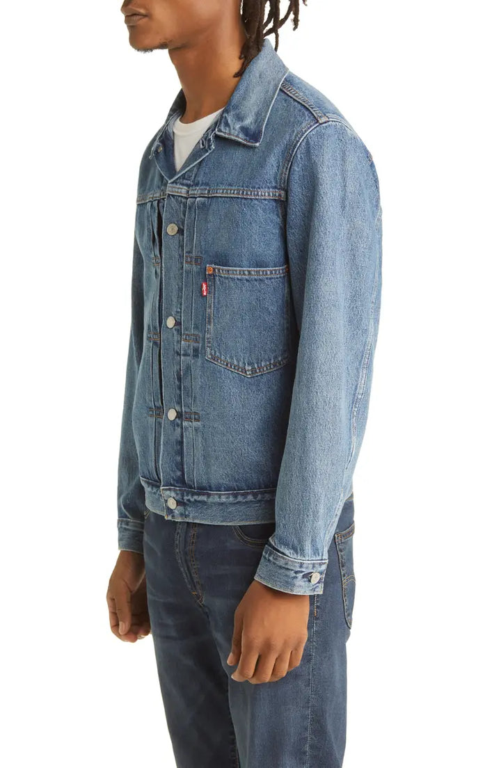Unisex Type 1 denim jacket with button front closure in USA