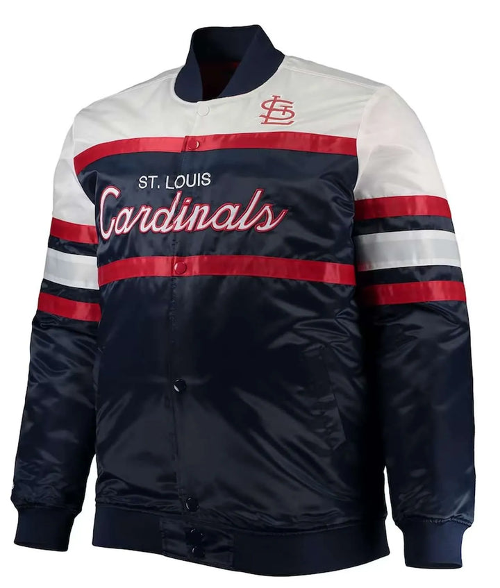 Satin Cardinals jacket with ribbed collar in American Style