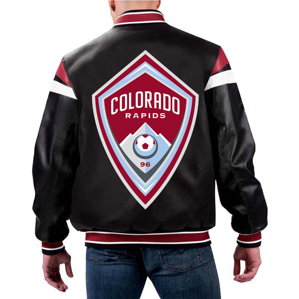 MLS Colorado Rapids leather jacket front view in USA