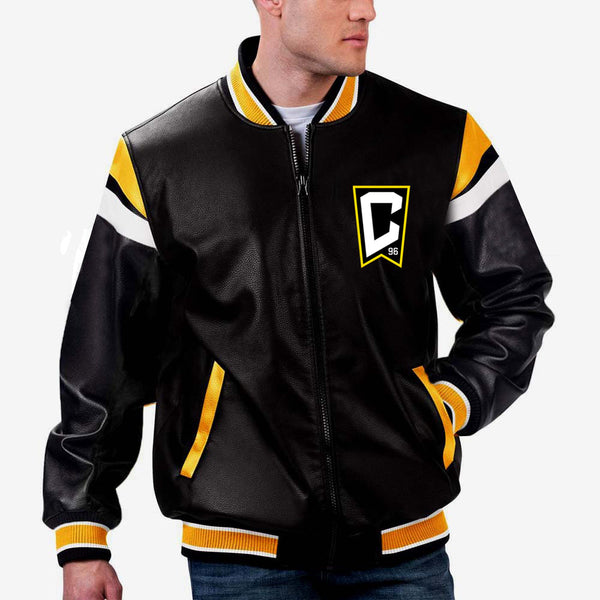 Stylish MLS Columbus Crew leather jacket for fans and supporters in USA