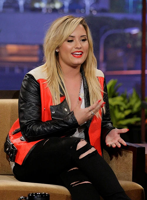 Stylish Demi Lovato Inspired Leather Jacket in USA