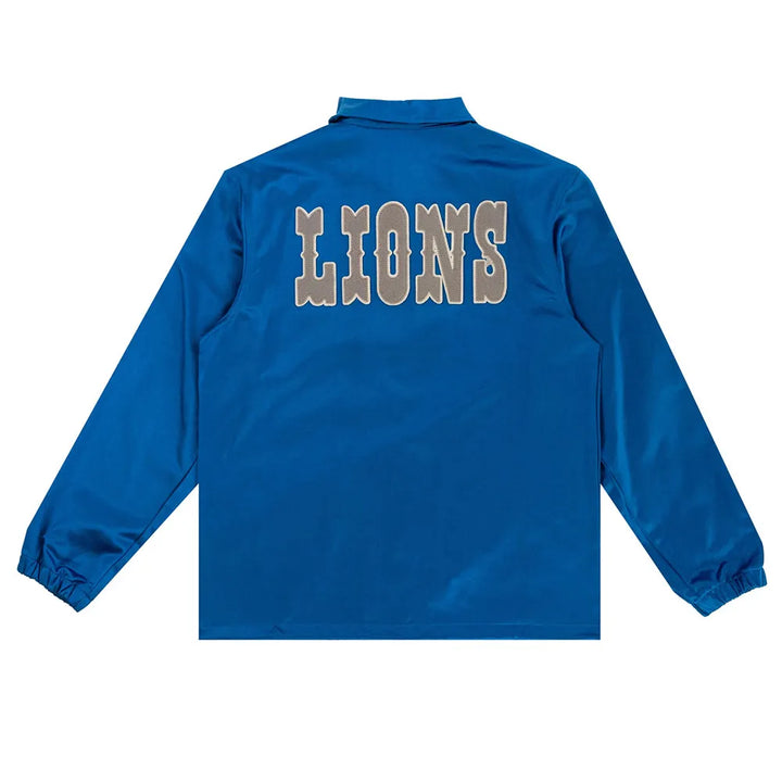 NFL Detroit Lions shiny blue satin bomber jacket in USA