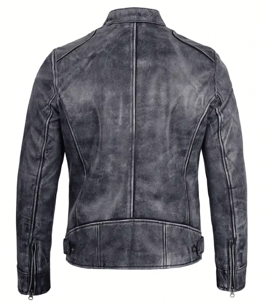 Durable men's Dodge-inspired black and white leather jacket in American Market