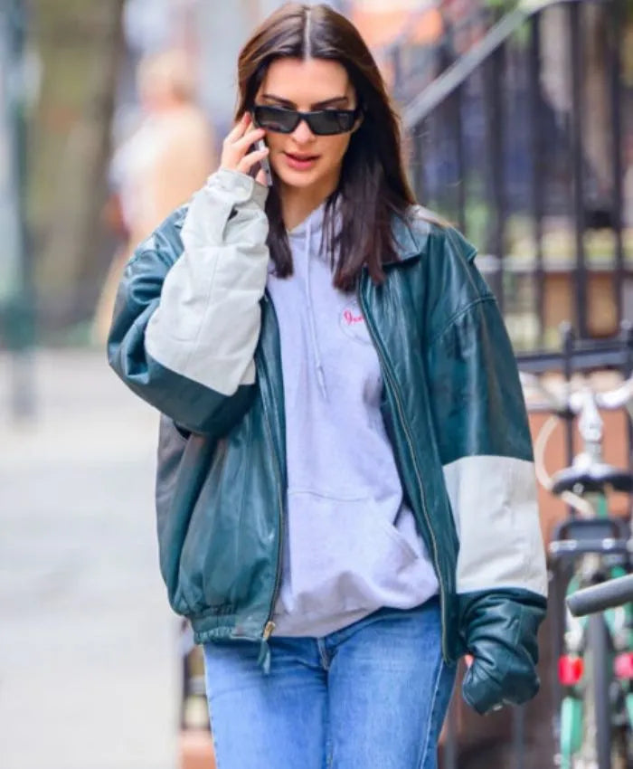 Emily Ratajkowski Chic Leather Jacket
