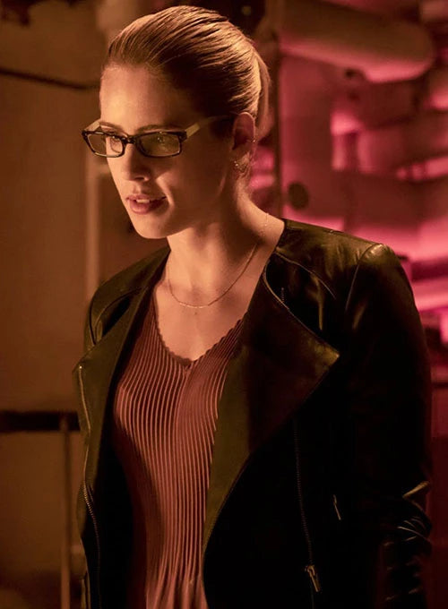 Stylish Arrow Leather Jacket inspired by Emily Bett Rickards in USA