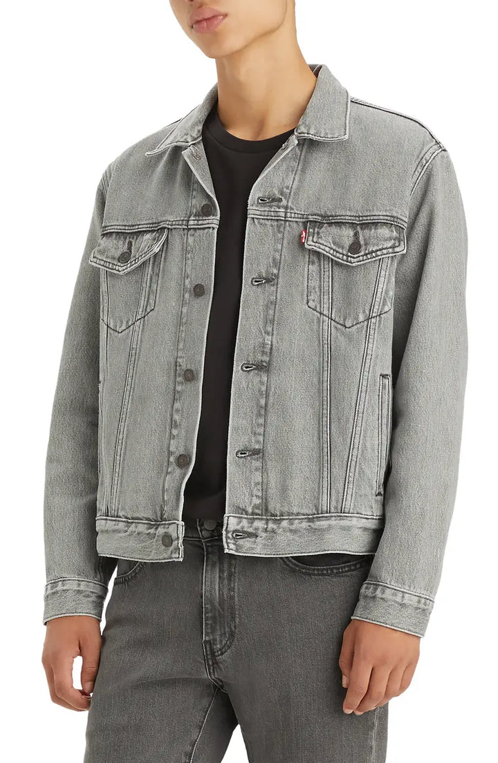 Classic Denim Trucker Jacket with button-up front in USA